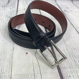 Perry Ellis Men Size 40 Luggage Black Dress Belt Silver 46.5”